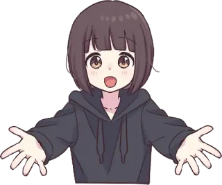 🙌 Аниме, Девушка, Милая, Объятие telegram sticker
