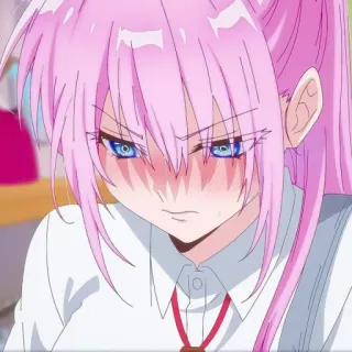 🦭 Anime, Arrabbiato/a, Imbarazzato/a, Capelli rosa, Ragazza, Cartone animato telegram sticker