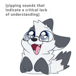 💡 [yipping sounds that indicate a critical lack of understanding] 犬, 子犬, メガネ, 動物, 漫画, 可愛い, 面白い telegram sticker