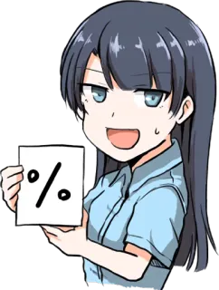 📋 % porcentaje, descuento, letrero, anime, chica, expresión, lindo telegram sticker