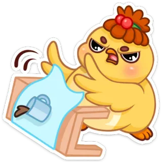 😡 oiseau, en colère, impoli, café, table, mignon, dessin animé, doigt d'honneur telegram sticker