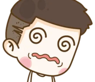 😵 étourdi, malade, dessin animé, personnage, expression, épuisé telegram sticker