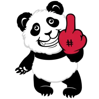 🖕 Panda, Środkowy palec, Obraźliwe, Kreskówka, Zwierzę, Gest telegram sticker