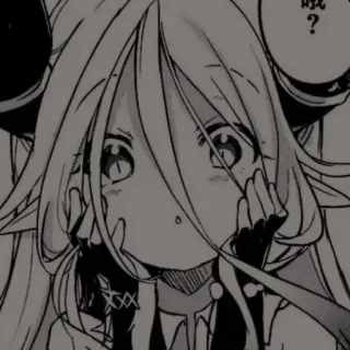 😮 哦? Anime, Manga, Cartoon, Mädchen, Süß, Dämon, Schwarzweiß telegram sticker