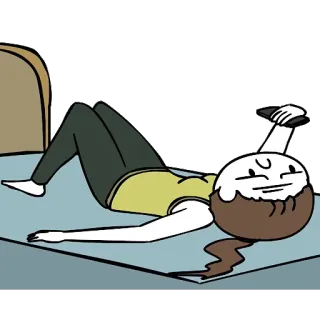 😯 Desenho animado, Deitado, Preguiçoso, Relaxante, Televisão, Personagem, Mulher telegram sticker
