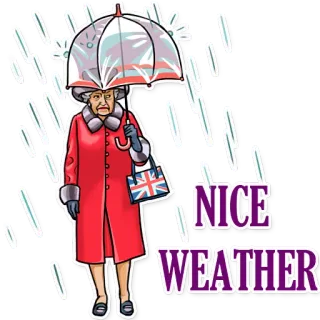 ⚡ NICE WEATHER Reina Isabel II, paraguas, lluvia, clima, Inglaterra, Reino Unido telegram sticker