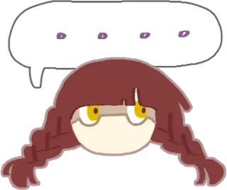 😶 .... 卡通, 头, 头发, 眼睛, 双马尾, 椭圆形, 漫画 telegram sticker