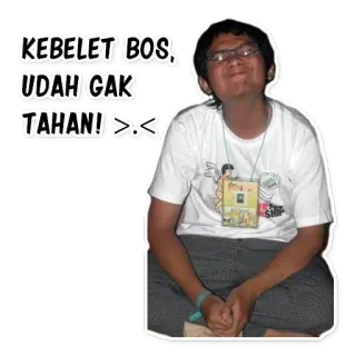 😖 KEBELET BOS, UDAH GAK TAHAN! >:< Meme, Engraçado, Humor, Expressão, Pessoa, Óculos telegram sticker