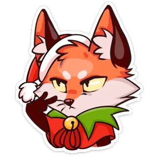 👀 renard, noël, animal, autocollant, dessin animé, fête, mignon, elfe telegram sticker