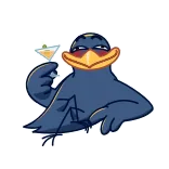 🥴 cuervo, pájaro, cóctel, bebiendo, gafas, guay telegram sticker