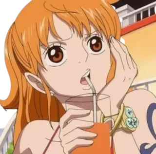 👑 Nami One Piece Anime, One Piece, Nami, Pirates du Chapeau de Paille, Cheveux orange, Fille, Dessin animé whatsapp sticker