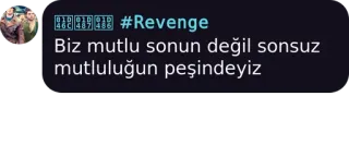 🤔 Biz mutlu sonun değil sonsuz mutluluğun peşindeyiz #Revenge vingança, felicidade, turco, citação telegram sticker