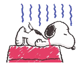 😰 Snoopy Peanuts chien, dessin animé, dormir, paresseux, lit, Peanuts, Snoopy telegram sticker