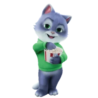 🤔 cat, kitten, popcorn, cute, cartoon telegram sticker