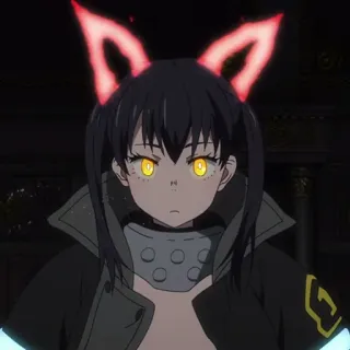 🔥 Tamaki Kotatsu Fire Force anime, fire force, tamaki kotatsu, cat ears, yellow eyes telegram sticker