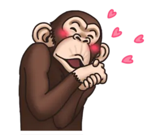 😍 macaco, corações, amor, animal, fofo telegram sticker