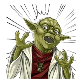 😱 Yoda 尤达, 星球大战, 绝地大师, 科幻, 绿色外星人, 动画, 卡通 telegram sticker