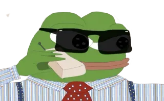 📞 Pepe the Frog pepe, frog, cartoon, meme, business, suit, sunglasses telegram sticker