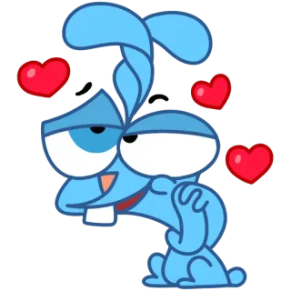 🥰 Dibujo animado, Conejo, Corazones, Amor, Lindo, Animal telegram sticker
