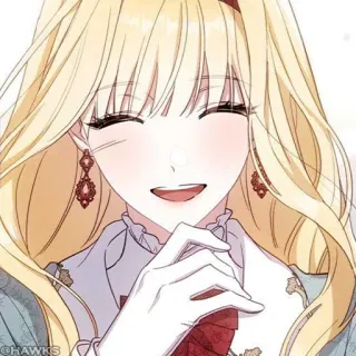 🤍 Anime, Personnage, Femme, Souriante, Blonde, Portrait, Illustration telegram sticker