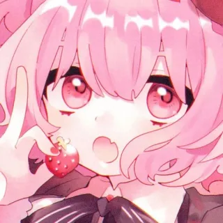 🍓 anime, capelli rosa, carino, kawaii, ragazza, fragola whatsapp sticker
