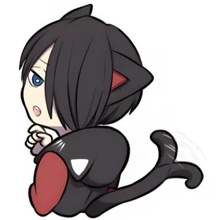 🙄 anime, cat, chibi, cartoon telegram sticker
