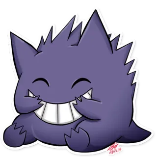 😁 Gengar Pokemon โปเกมอน, เกงการ์, การ์ตูน, สีม่วง telegram sticker