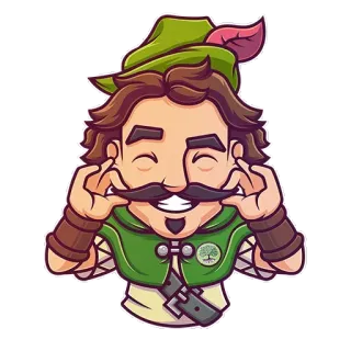👌 Robin Hood Robin Hood, adesivo, desenho animado, personagem, bigode telegram sticker