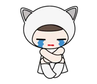 😭 pleurer, triste, chat, oreilles, animé, kawaii telegram sticker