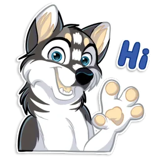 😊 Hi cachorro, cumprimento, olá, amigável, animal, desenho animado telegram sticker