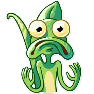 😟 chameleon, cartoon, funny, green, sticker, expression telegram sticker