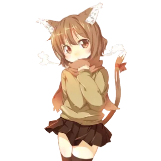 ☺️ Anime, Ragazza gatto, Kawaii, Carino, Manga, Ragazza telegram sticker