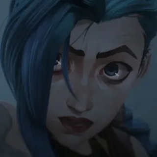 🕳 Jinx Arcane Anime, League of Legends, Cartone animato, Capelli blu, Jinx, Arcane telegram sticker