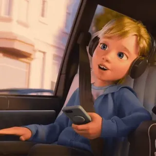 🎹 Riley Andersen Inside Out Inside Out, Riley Andersen, headphones, movie, cartoon, character, girl, phone telegram sticker