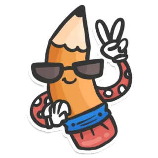 😎 matita, cartone animato, occhiali, pace, cancelleria whatsapp sticker