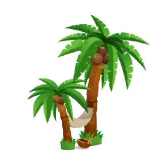 🌴 palmbomen, hangmat, kokosnoot, tropisch, strand, vakantie telegram sticker