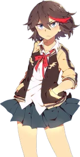 😒 Ryuko Matoi Kill la Kill Anime, Dziewczyna, Mundur szkolny, Kreskówka, Kill la Kill, Ryuko Matoi telegram sticker