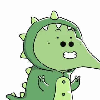🤍 dinosaur, cartoon, animal, cute, green, costume telegram sticker