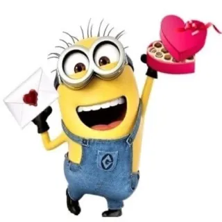 🥰 Minion Cartoon, Minion, Liebe, Valentinstag, Herz, Schokolade, Post telegram sticker