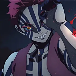 ✊ Akaza Demon Slayer อนิเมะ, ปีศาจ, อาคาสะ, ดาบพิฆาตอสูร, เลือด, ต่อสู้ telegram sticker