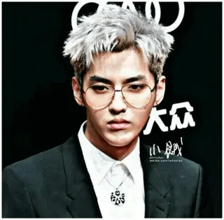 ➖ 大家 小威 uomo, occhiali, ritratto, celebrità, Kris Wu telegram sticker