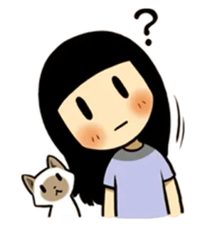❓ question, doubt, cartoon, girl, cat, confused telegram sticker