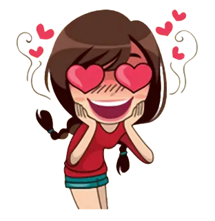 😍 dibujos animados, amor, corazón, emoción, feliz, chica whatsapp sticker