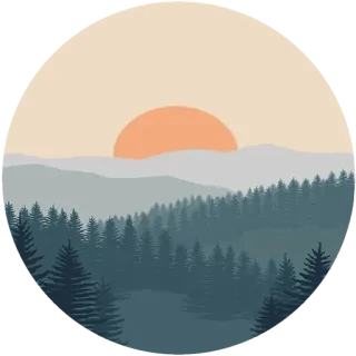 🌸 лес, деревья, горы, природа, солнце, пейзаж, на улице telegram sticker