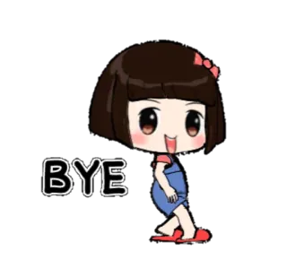 🚶 BYE Cartoon, Mädchen, Auf Wiedersehen, Gehen, Winken, Süß, Animation telegram sticker