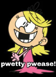 🙏 Lola Loud The Loud House pwetty pwease! мультфильм, девочка, персонаж, тв, милый, loud house, лола telegram sticker