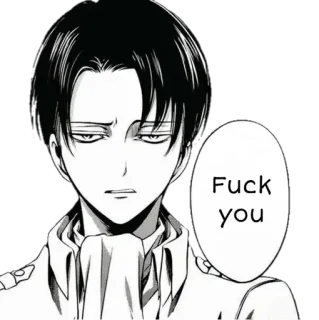 😠 Levi Ackerman Attack on Titan Fuck you anime, manga, levi, attack on titan, swearing, offensive, anger, cartoon telegram sticker