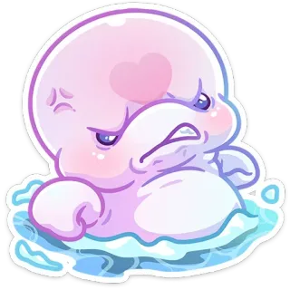 🤨 Cartone animato, Arrabbiato, Carino, Personaggio, Rosa, Acqua whatsapp sticker