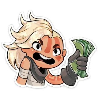 💰 argent, cupidité, personnage, dessin animé, richesse telegram sticker