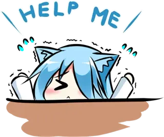 😟 HELP ME Anime, Cartone animato, Gatto, Carino, Aiuto, Supplicante whatsapp sticker